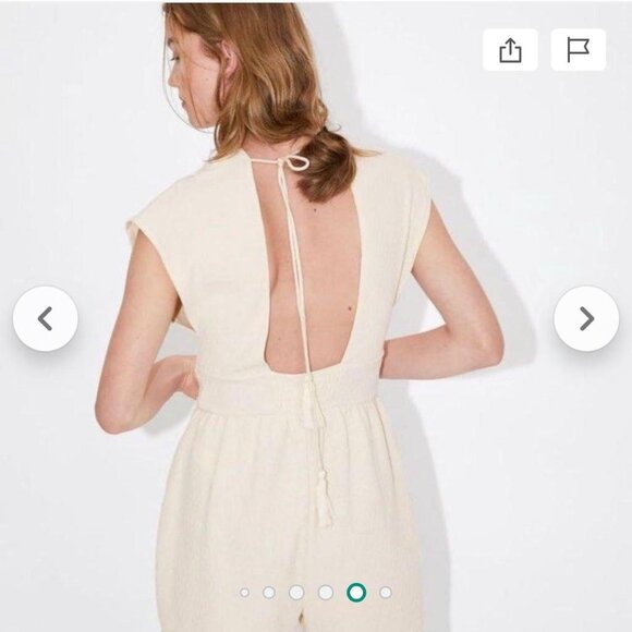 Zara Romper Jumpsuit Size M Cream Playsuit Shorts romper floral embroidery - Picture 2 of 9